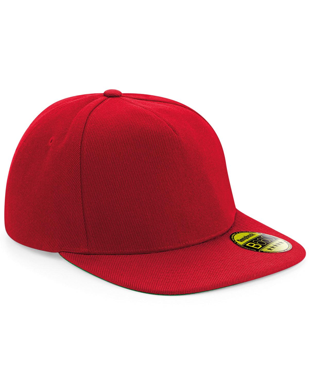 Classic Red/Classic Red - Original flat peak snapback Caps Beechfield Headwear Schoolwear Centres