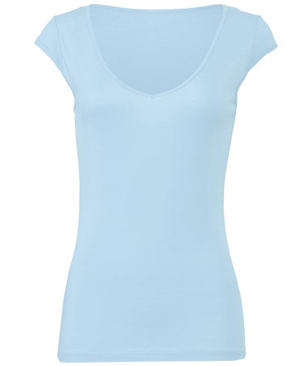 Sheer mini rib v-neck t-shirt