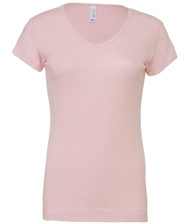 Pink - Baby rib short sleeve v-neck t-shirt T-Shirts Bella Canvas T-Shirts & Vests Schoolwear Centres