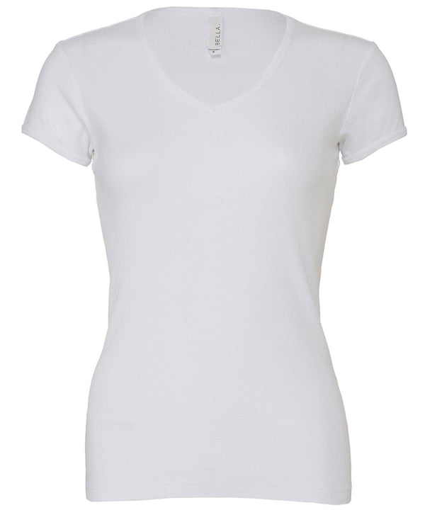 White - Baby rib short sleeve v-neck t-shirt T-Shirts Bella Canvas T-Shirts & Vests Schoolwear Centres