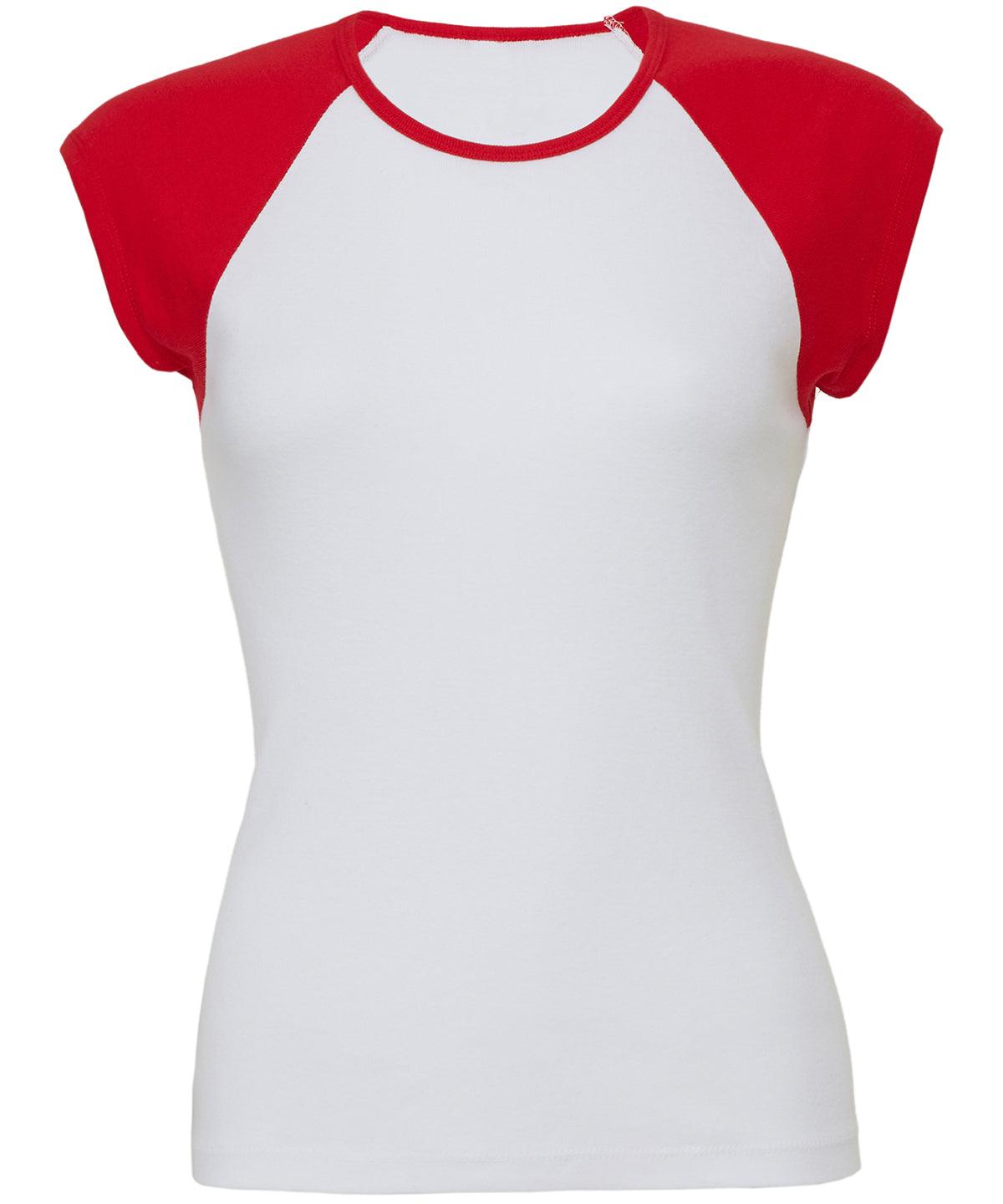 White /Red - Baby rib cap sleeve contrast raglan t-shirt T-Shirts Bella Canvas T-Shirts & Vests, Women's Fashion Schoolwear Centres