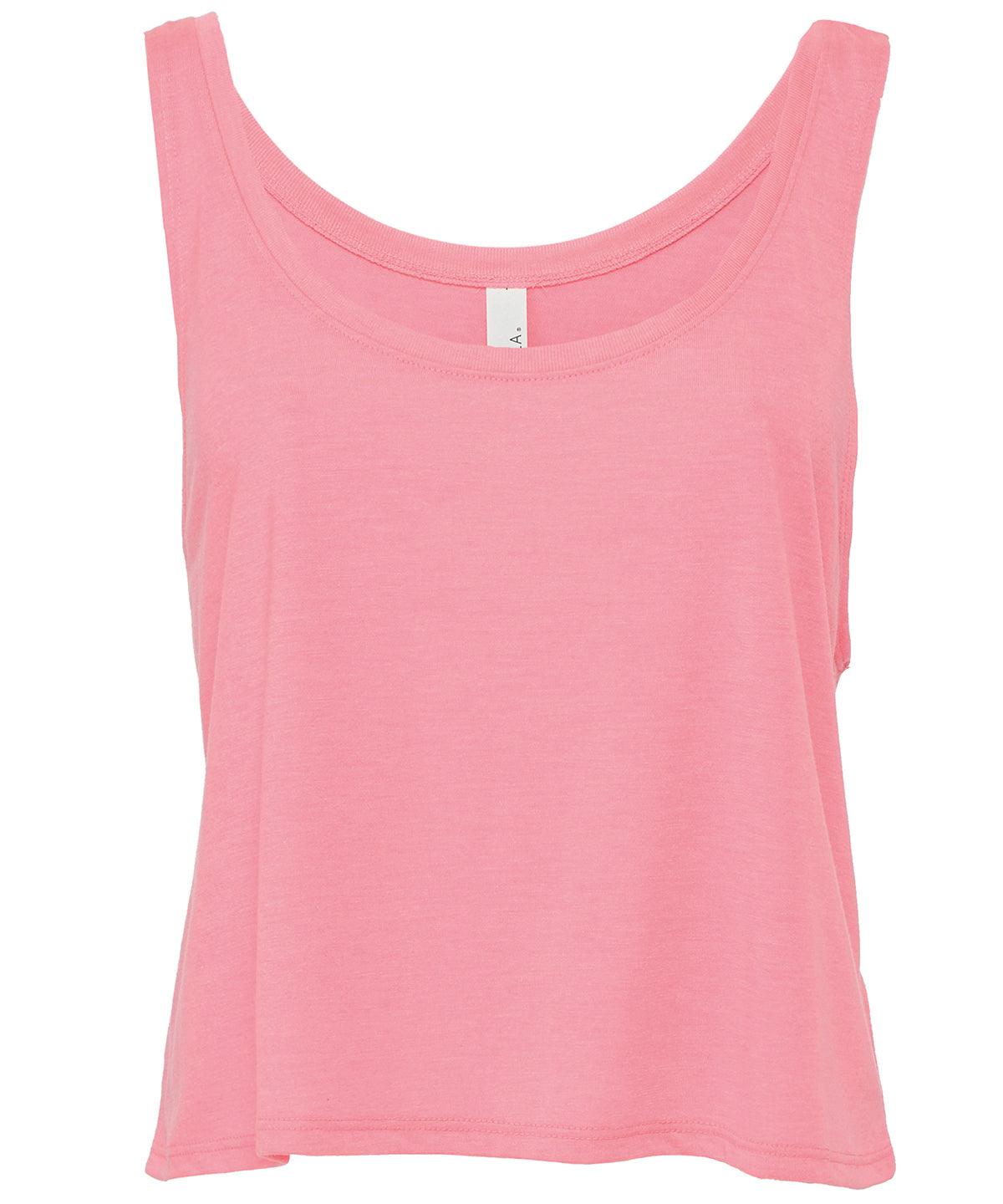 Neon Pink - Flowy boxy tank top Vests Bella Canvas Cropped, Rebrandable, Street Casual, T-Shirts & Vests, Trending Loungewear, Women's Fashion Schoolwear Centres