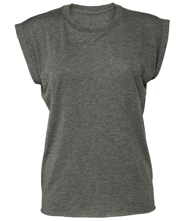 Women's flowy muscle tee with rolled cuff