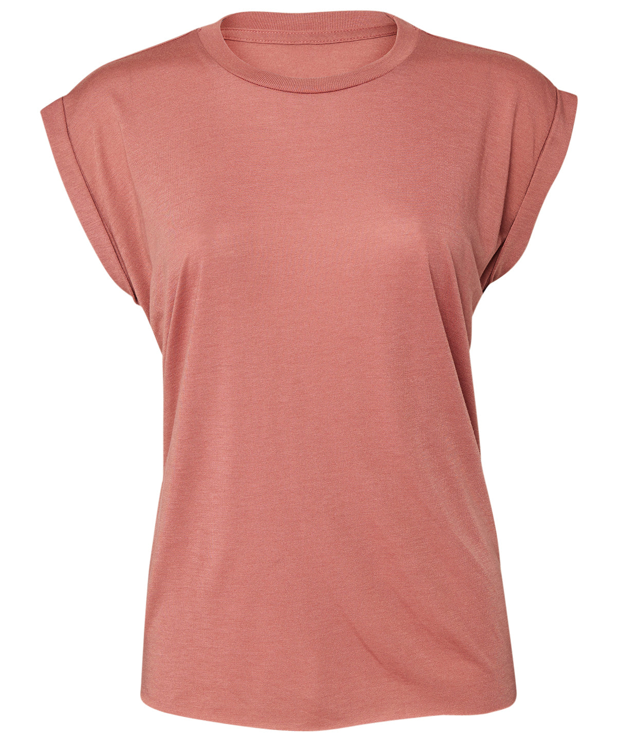 Women's flowy muscle tee with rolled cuff