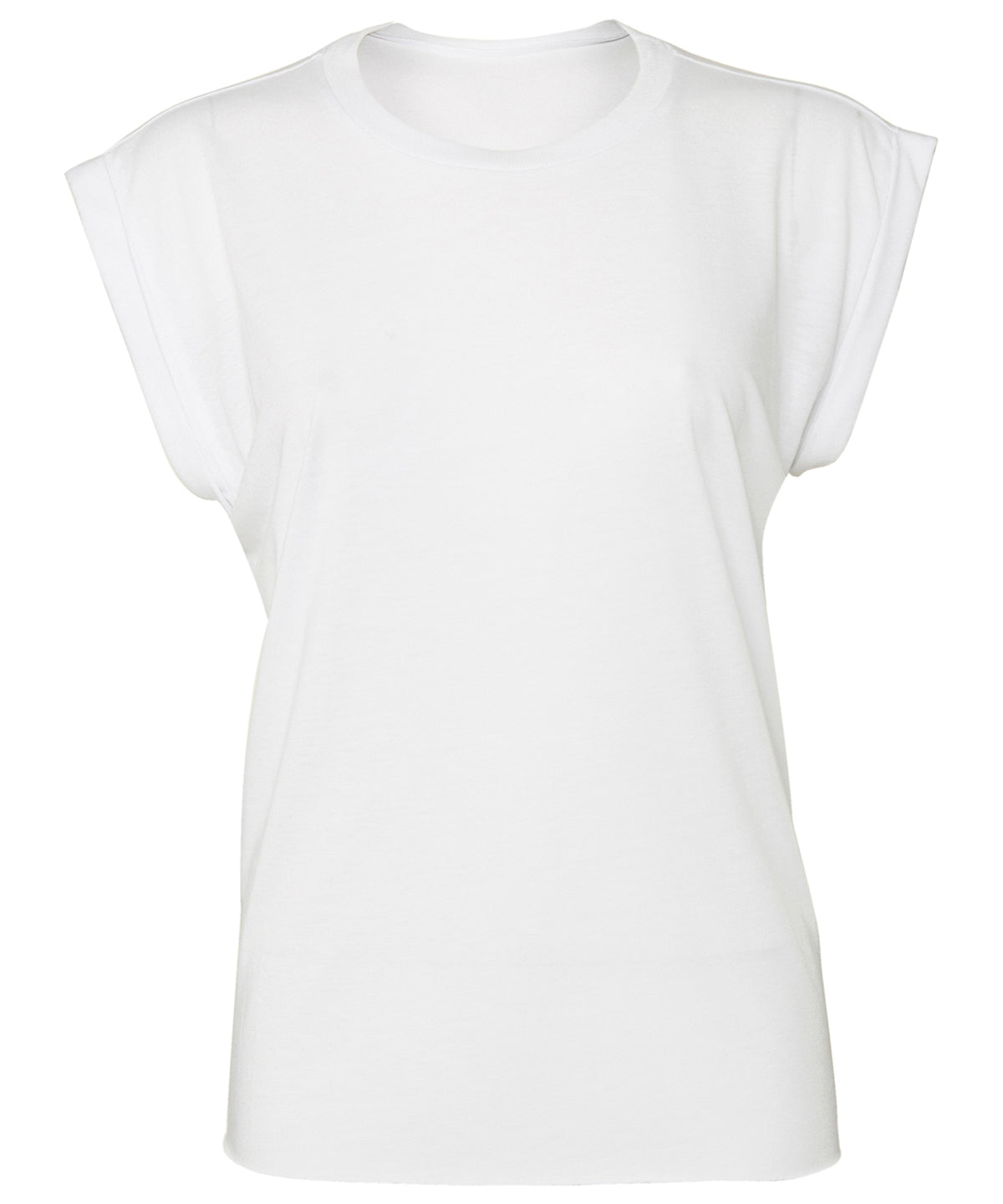 Women's flowy muscle tee with rolled cuff