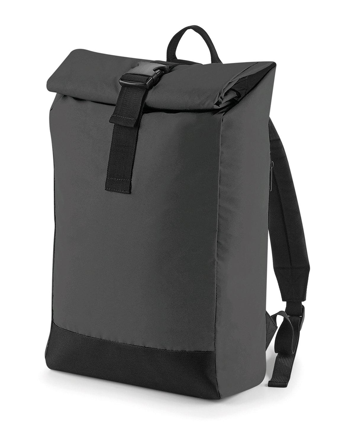Black Reflective - Reflective roll-top backpack Bags Bagbase Bags & Luggage, Rebrandable Schoolwear Centres