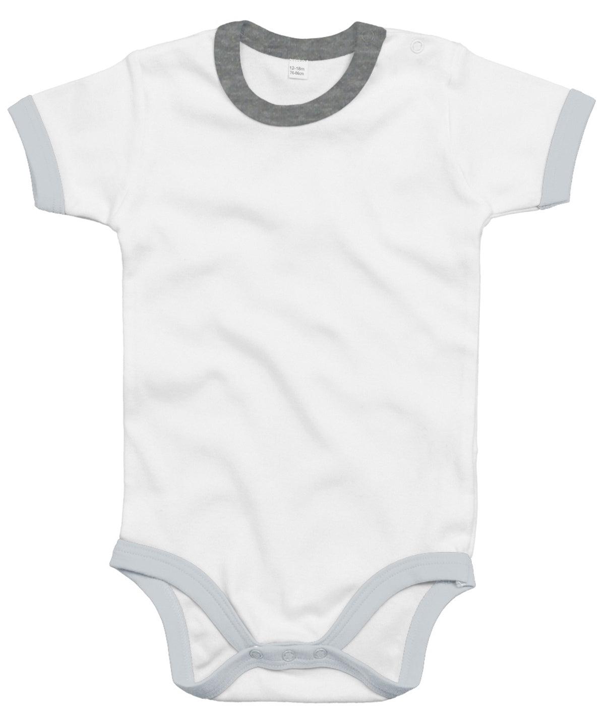 White/Heather Grey Melange - Ringer bodysuit Bodysuits Babybugz Baby & Toddler, Organic & Conscious, Rebrandable Schoolwear Centres