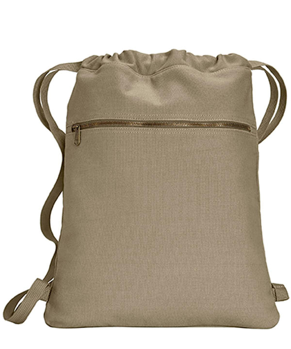Khaki - Canvas cinch sak Bags Last Chance to Buy Bags & Luggage Schoolwear Centres