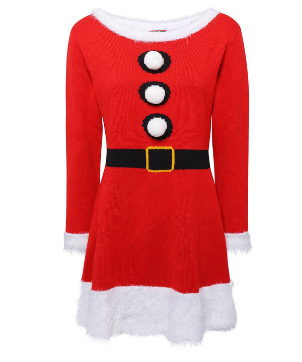 Red - Women's Christmas knitted dress Dresses The Christmas Shop Christmas Schoolwear Centres