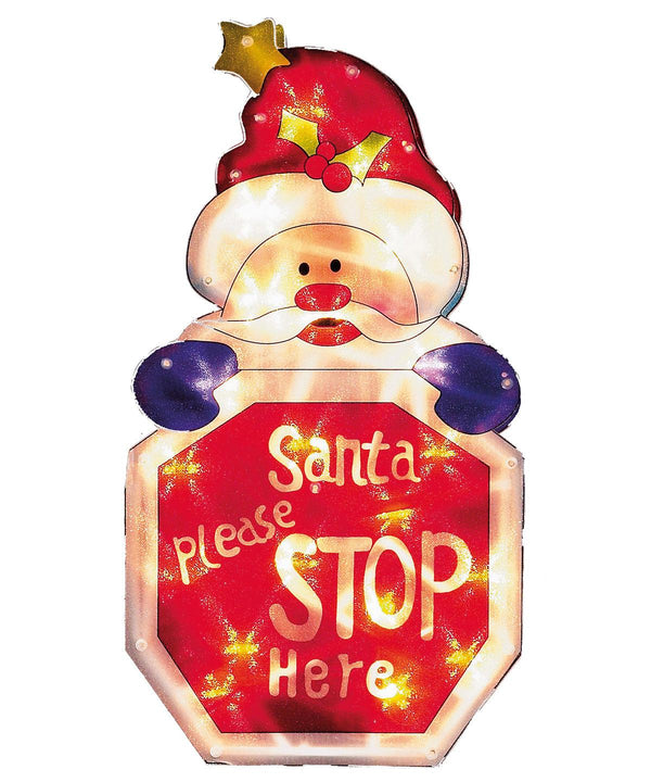 Red - Santa please stop here sign Christmas Signs The Christmas Shop Christmas Schoolwear Centres