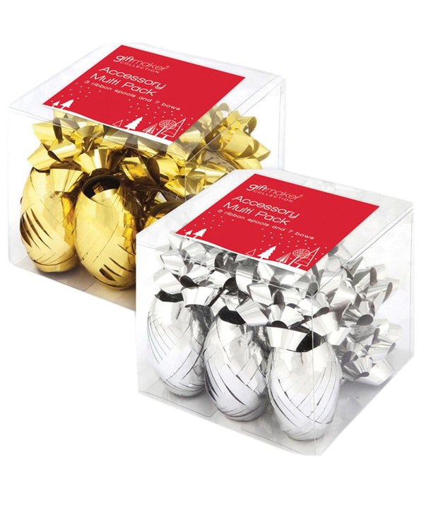 Gold - 10pcs ribbons and bows accessory pack Christmas Gift Packaging The Christmas Shop Christmas Schoolwear Centres