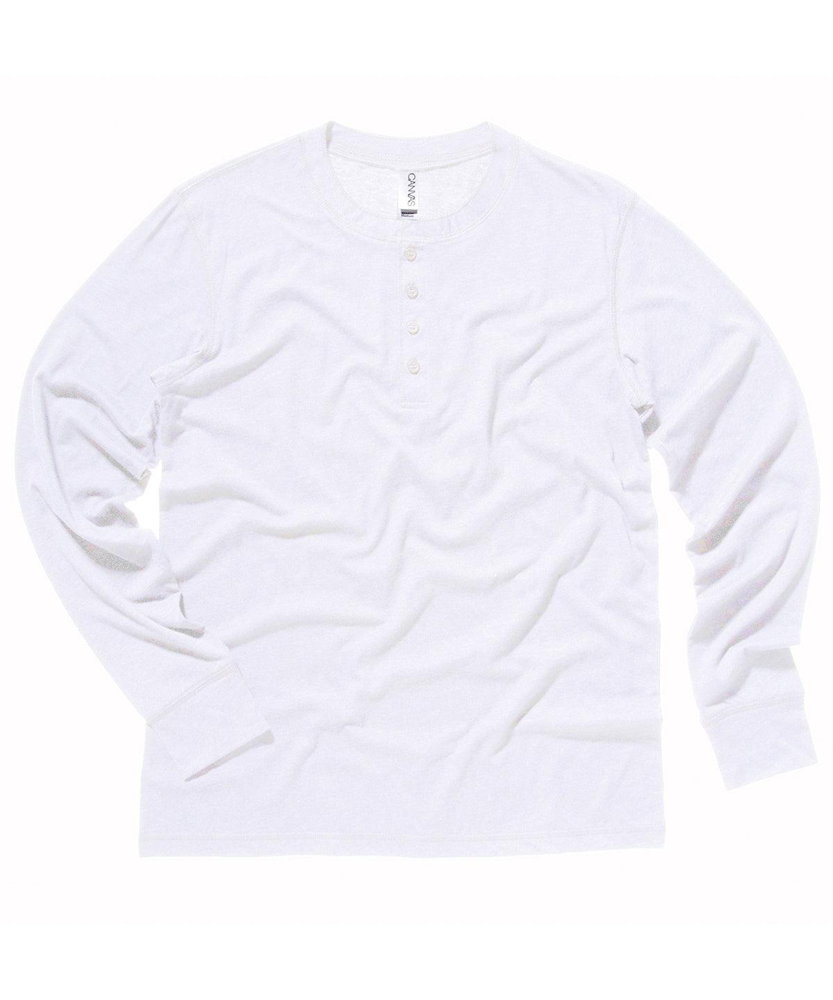 White - Unisex Jersey long sleeve Henley T-Shirts Bella Canvas Rebrandable, T-Shirts & Vests Schoolwear Centres