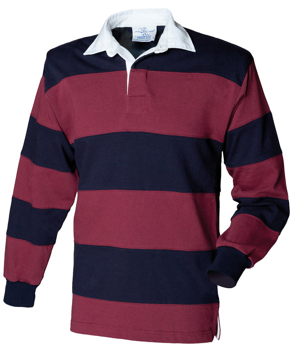 Sewn stripe long sleeve rugby shirt