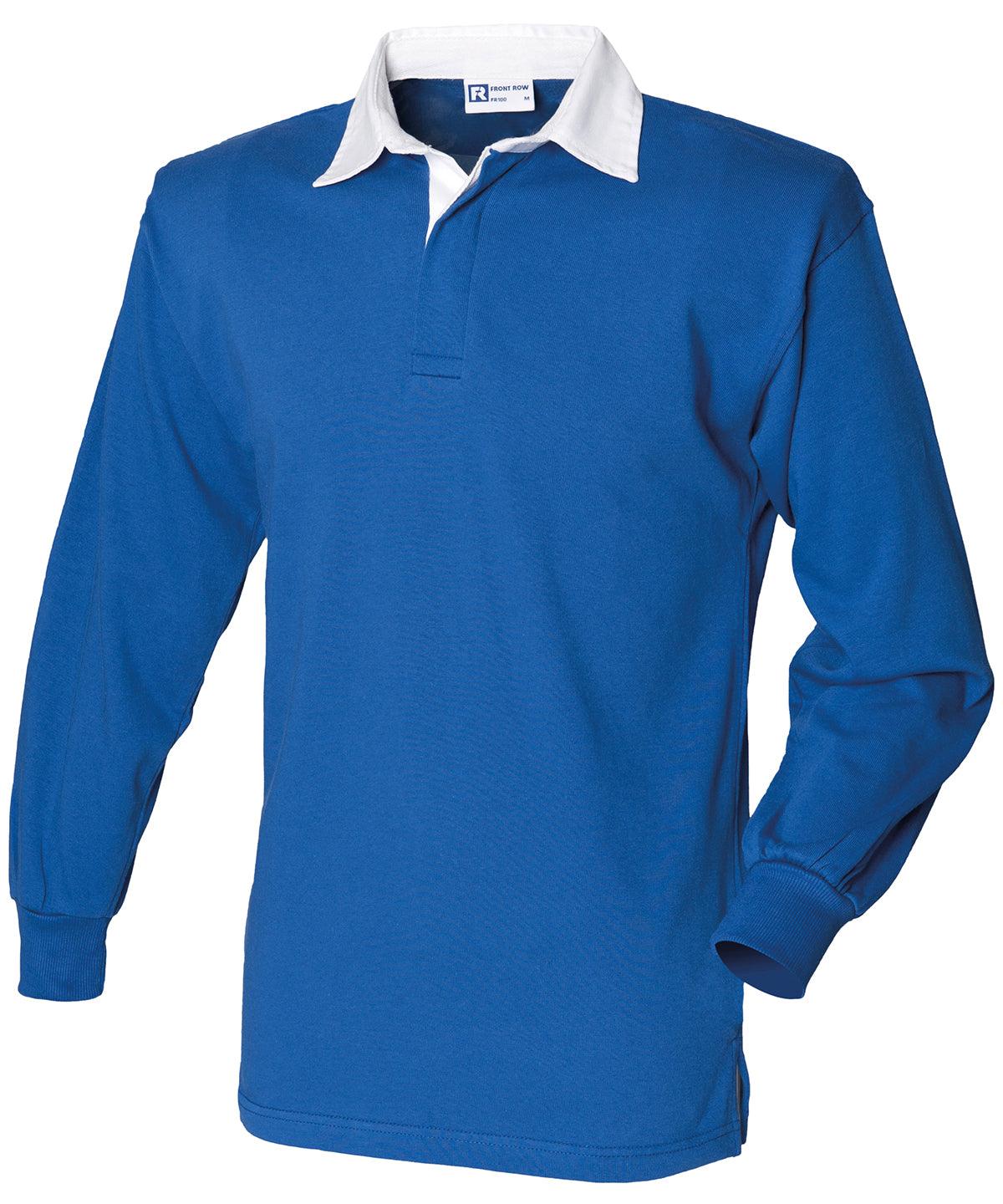 Royal/White - Long sleeve plain rugby shirt Polos Front Row Must Haves, Plus Sizes, Polos & Casual, S/S 19 Trend Colours Schoolwear Centres