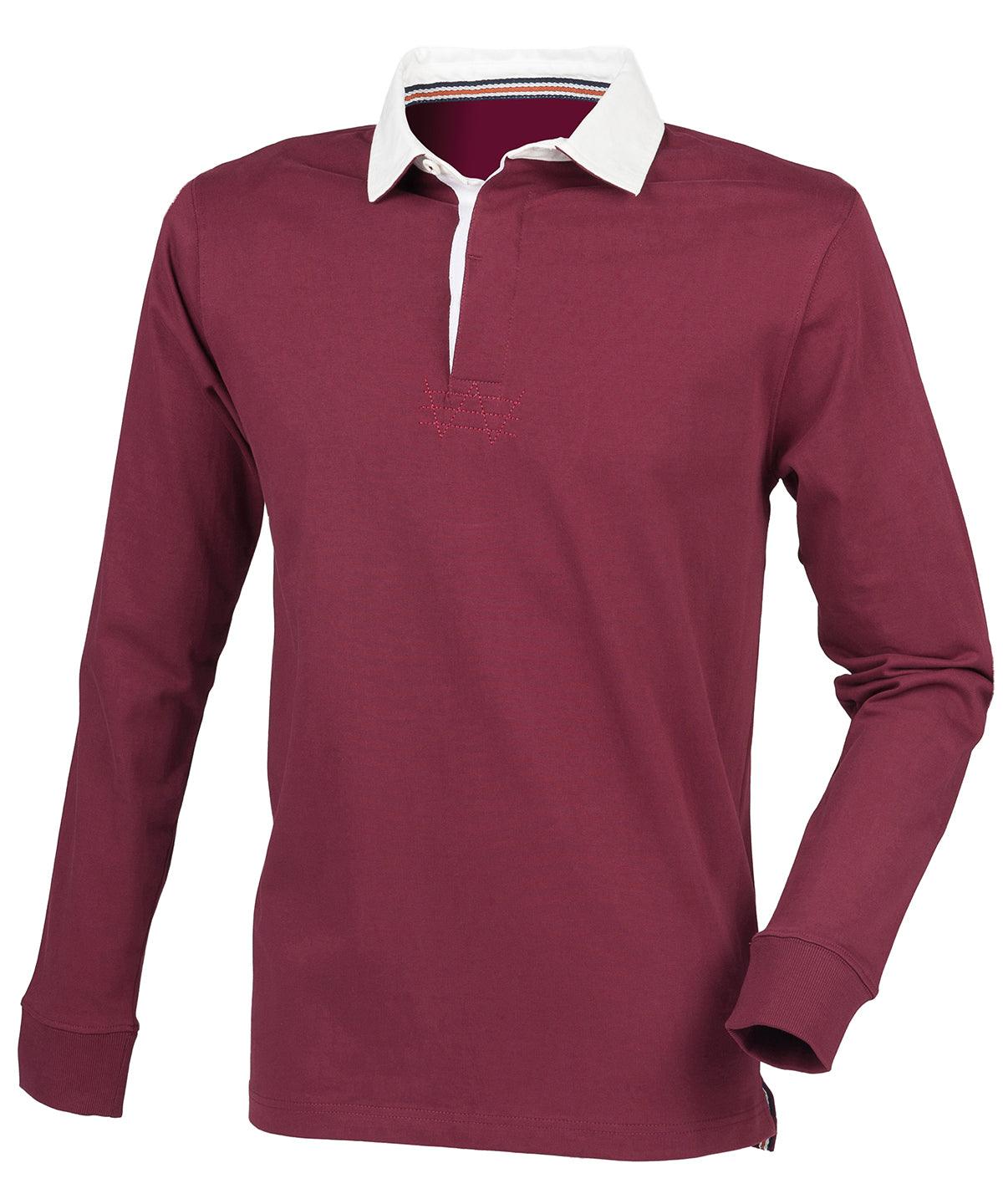 Burgundy - Premium superfit rugby shirt Polos Front Row Must Haves, Plus Sizes, Polos & Casual, Rebrandable Schoolwear Centres