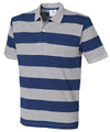 Heather Grey/Navy - Striped piqué polo shirt Polos Front Row Polos & Casual Schoolwear Centres