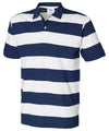 Heather Grey/Navy - Striped piqué polo shirt Polos Front Row Polos & Casual Schoolwear Centres