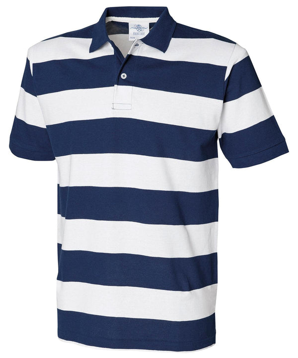 Heather Grey/Navy - Striped piqué polo shirt Polos Front Row Polos & Casual Schoolwear Centres