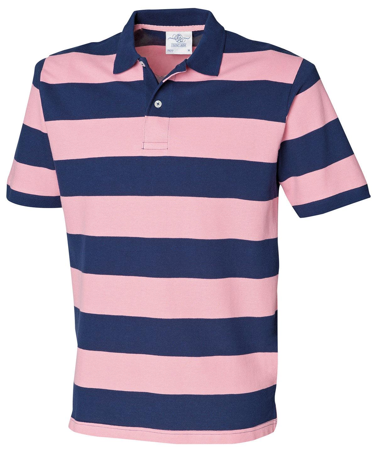 Navy/Pink - Striped piqué polo shirt Polos Front Row Polos & Casual Schoolwear Centres