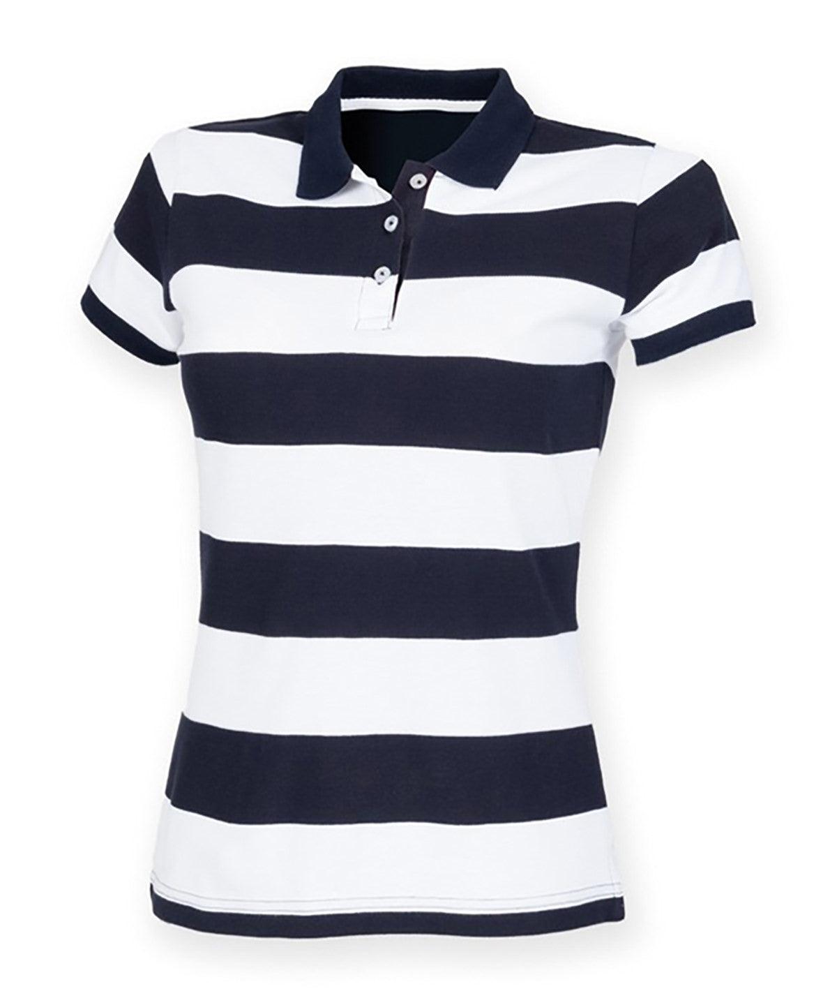 Navy/White - Women's striped piqué polo shirt Polos Front Row Polos & Casual, Women's Fashion Schoolwear Centres