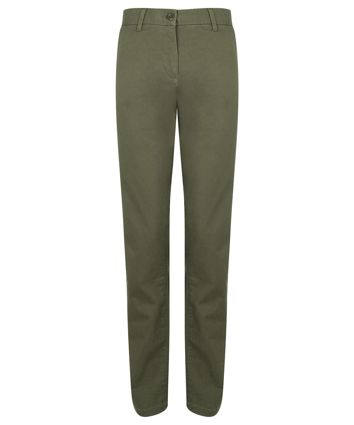 Khaki - Women's stretch chinos Trousers Front Row Must Haves, Rebrandable, Trousers & Shorts, Women's Fashion, Workwear Schoolwear Centres