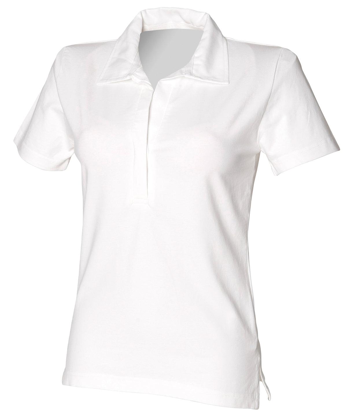 White - Women's short sleeve 'stretch' rugby shirt Polos Front Row Women's Fashion Schoolwear Centres