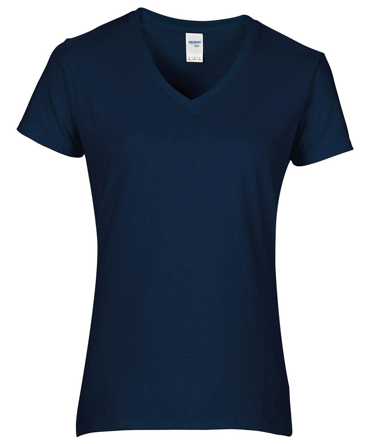 Navy - Women's Premium Cotton® v-neck t-shirt T-Shirts Gildan Raladeal - Recently Added, T-Shirts & Vests, Women's Fashion Schoolwear Centres