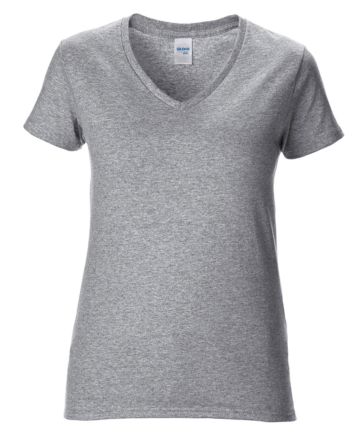 RS Sport Grey - Women's Premium Cotton® v-neck t-shirt T-Shirts Gildan Raladeal - Recently Added, T-Shirts & Vests, Women's Fashion Schoolwear Centres