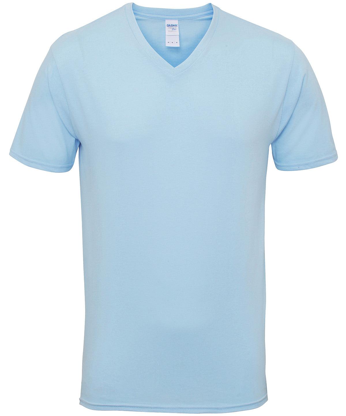 Light Blue - Premium Cotton® adult v-neck t-shirt T-Shirts Gildan Raladeal - Recently Added, T-Shirts & Vests Schoolwear Centres