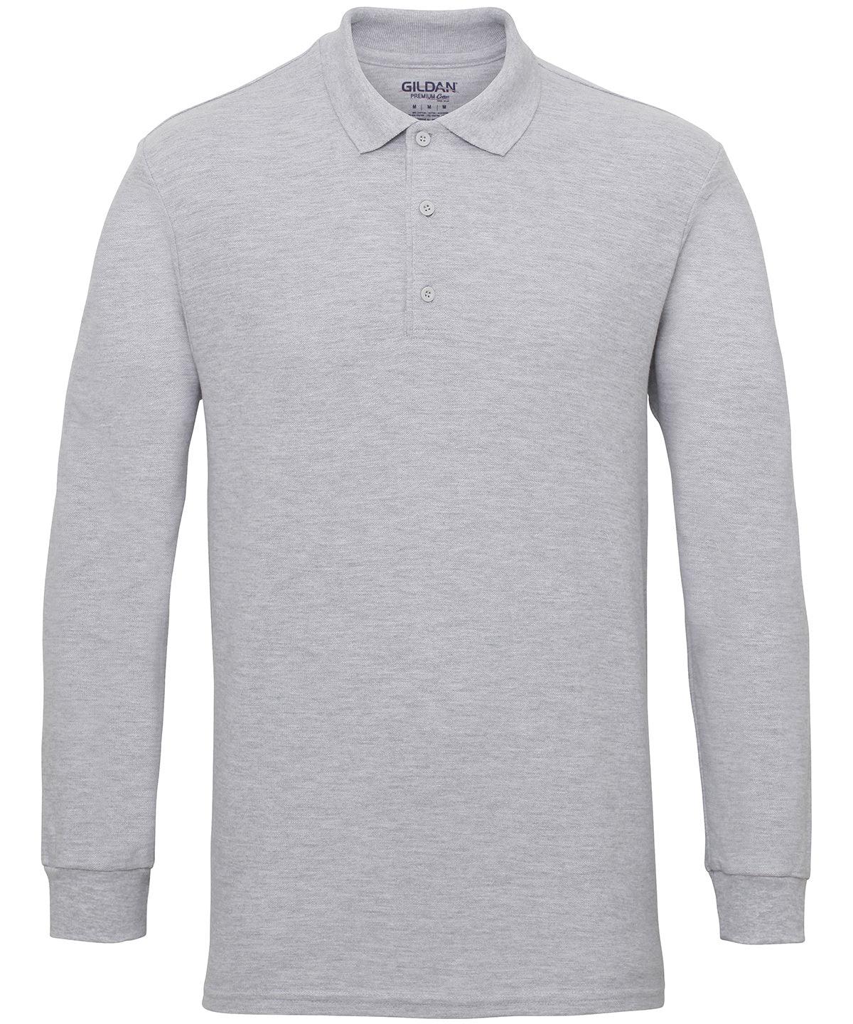 RS Sport Grey - Premium Cotton® long sleeve double piqué polo Polos Gildan Plus Sizes, Polos & Casual, Raladeal - Recently Added Schoolwear Centres