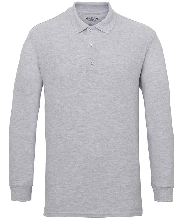 RS Sport Grey - Premium Cotton® long sleeve double piqué polo Polos Gildan Plus Sizes, Polos & Casual, Raladeal - Recently Added Schoolwear Centres