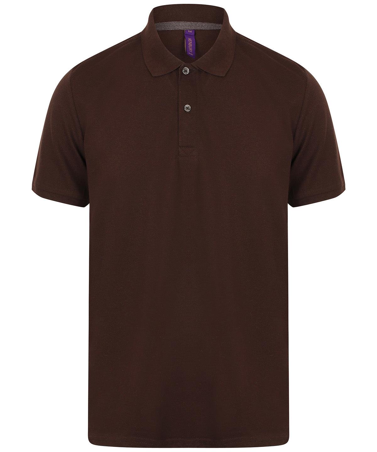 Chocolate - Micro-fine piqué polo shirt Polos Henbury Must Haves, Plus Sizes, Polos & Casual, Raladeal - Recently Added, Rebrandable Schoolwear Centres