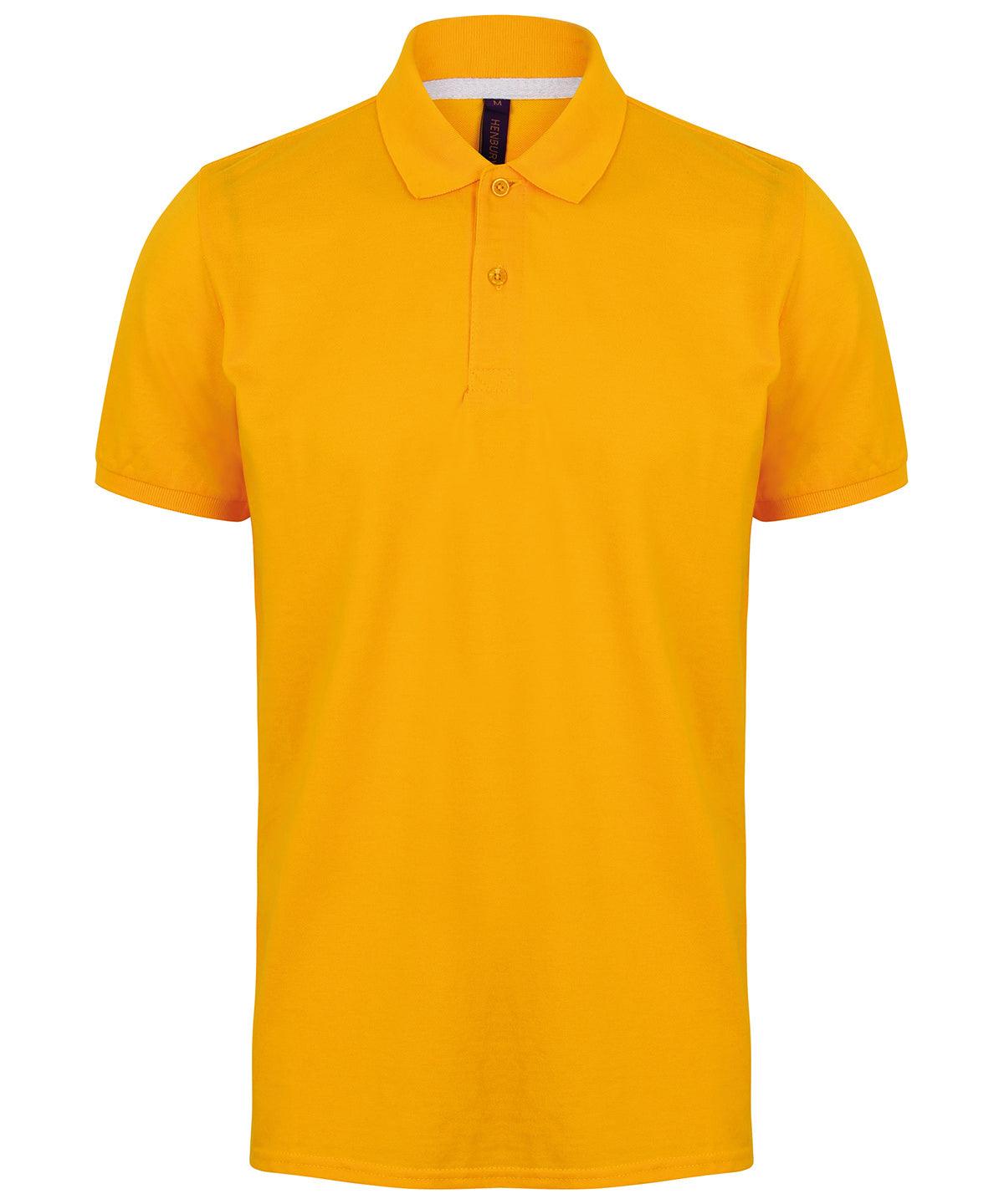 Gold - Micro-fine piqué polo shirt Polos Henbury Must Haves, Plus Sizes, Polos & Casual, Raladeal - Recently Added, Rebrandable Schoolwear Centres