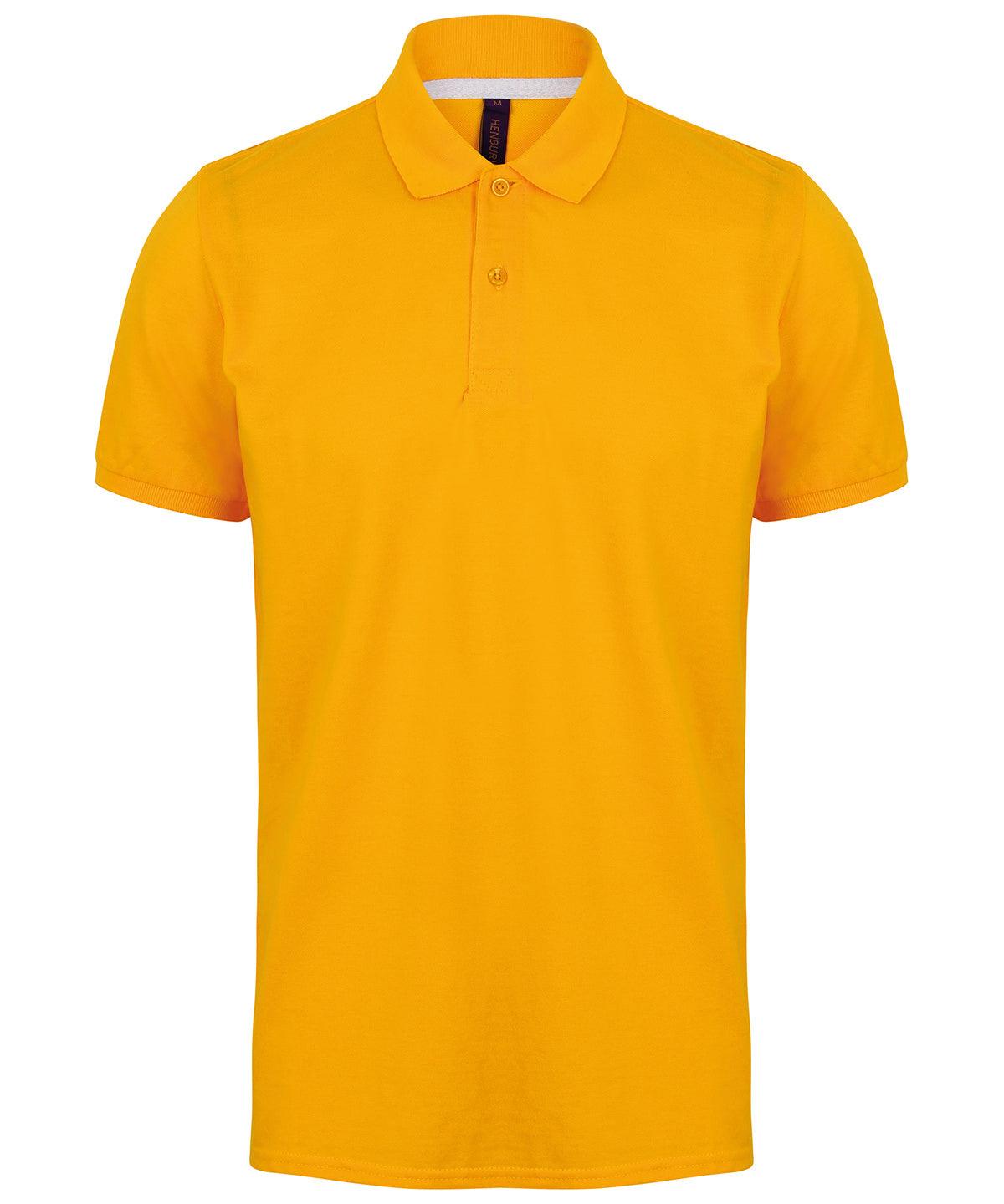 Gold - Micro-fine piqué polo shirt Polos Henbury Must Haves, Plus Sizes, Polos & Casual, Raladeal - Recently Added, Rebrandable Schoolwear Centres