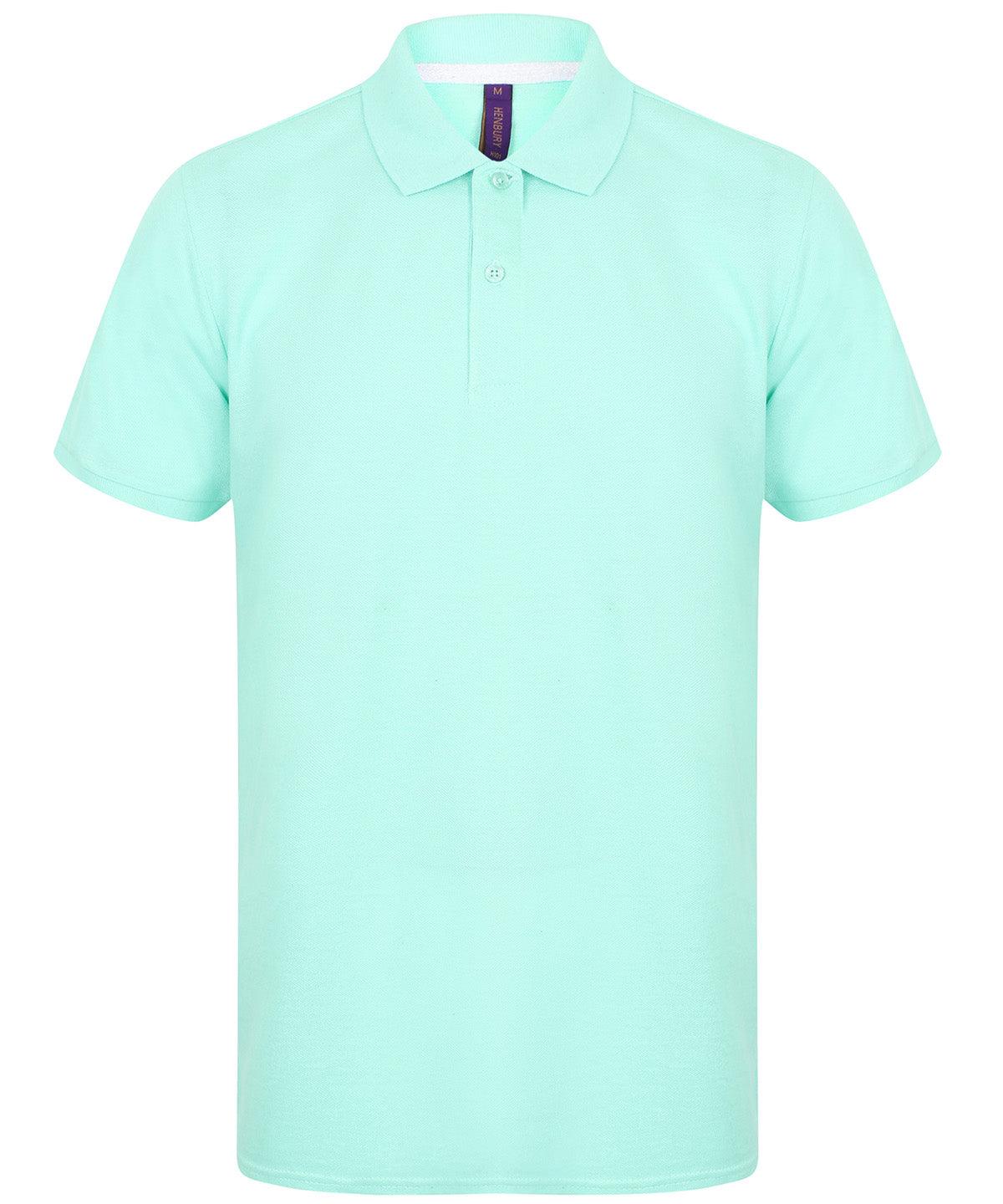 Mint - Micro-fine piqué polo shirt Polos Henbury Must Haves, Plus Sizes, Polos & Casual, Raladeal - Recently Added, Rebrandable Schoolwear Centres