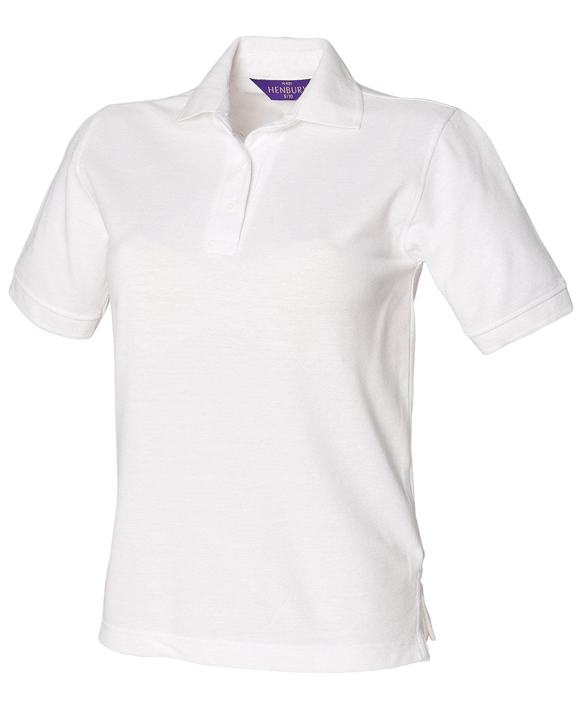 White - Women's 65/35 polo shirt Polos Henbury Must Haves, Plus Sizes, Polos & Casual, Raladeal - Recently Added, Safe to wash at 60 degrees, Sale, Women's Fashion Schoolwear Centres