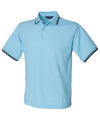 Sky/Navy - 65/35 tipped piqué polo shirt Polos Henbury Polos & Casual, Safe to wash at 60 degrees, Sale, Workwear Schoolwear Centres