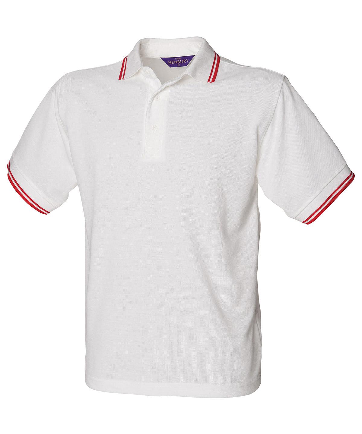 White/Red - 65/35 tipped piqué polo shirt Polos Henbury Polos & Casual, Safe to wash at 60 degrees, Sale, Workwear Schoolwear Centres