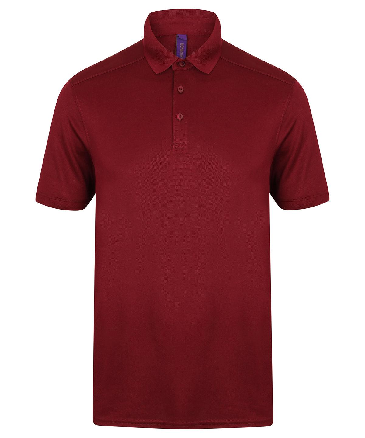 Burgundy - Stretch polo shirt with wicking finish (slim fit) Polos Henbury Plus Sizes, Polos & Casual, Raladeal - Recently Added Schoolwear Centres