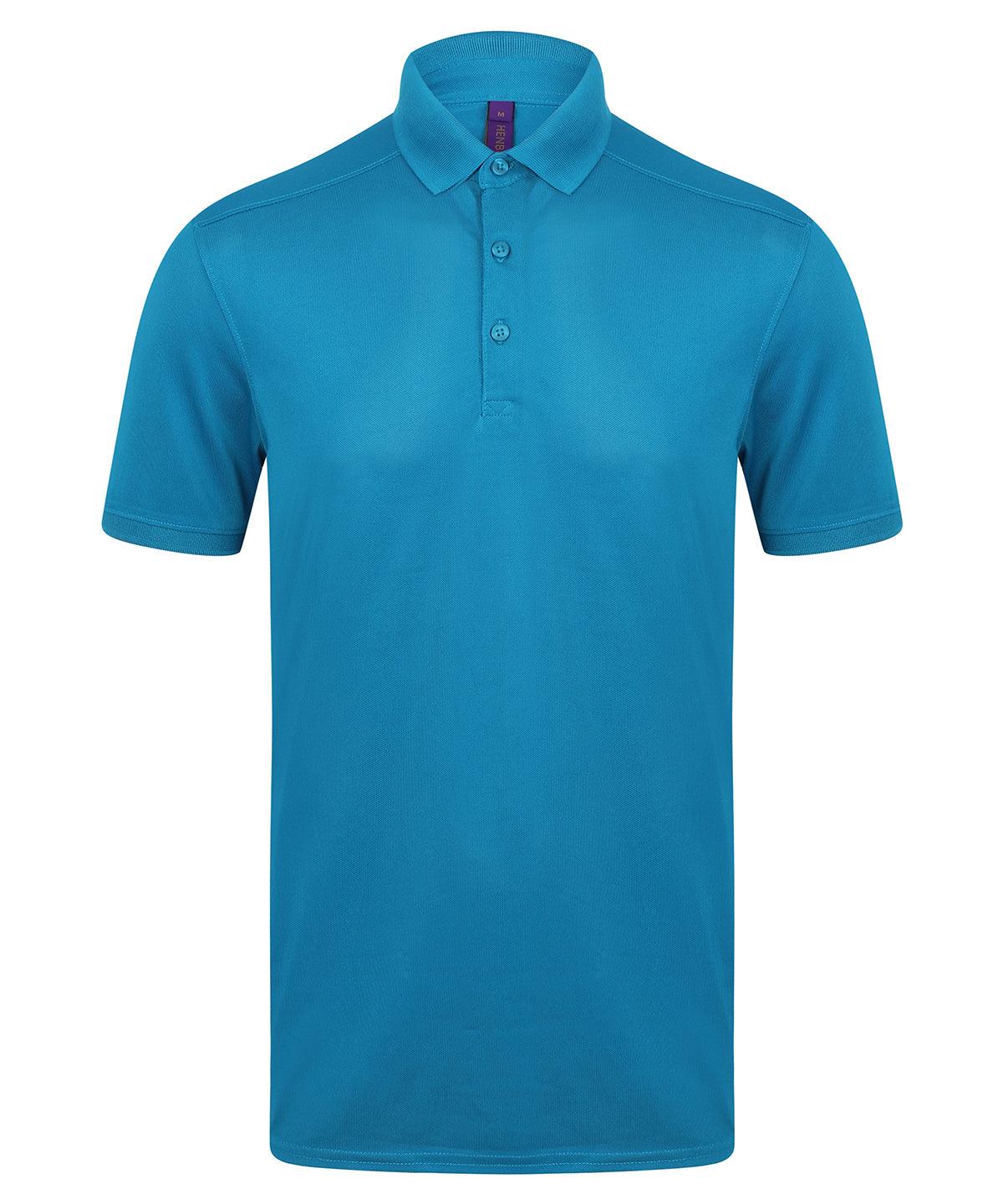 Sapphire Blue - Stretch polo shirt with wicking finish (slim fit) Polos Henbury Plus Sizes, Polos & Casual, Raladeal - Recently Added Schoolwear Centres