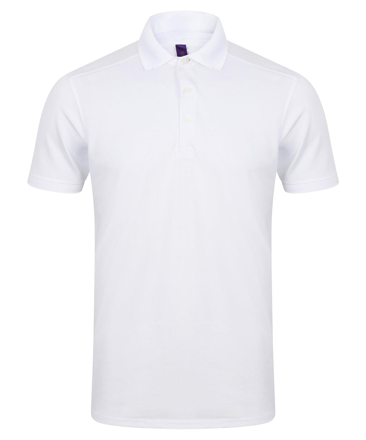 White* - Stretch polo shirt with wicking finish (slim fit) Polos Henbury Plus Sizes, Polos & Casual, Raladeal - Recently Added Schoolwear Centres