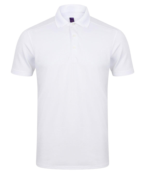 White* - Stretch polo shirt with wicking finish (slim fit) Polos Henbury Plus Sizes, Polos & Casual, Raladeal - Recently Added Schoolwear Centres