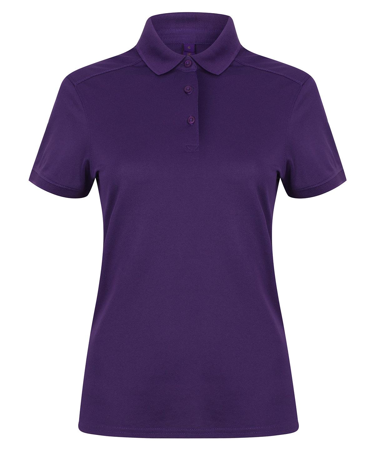 Bright Purple - Women's stretch polo shirt with wicking finish (slim fit) Polos Henbury Polos & Casual, Raladeal - Recently Added Schoolwear Centres