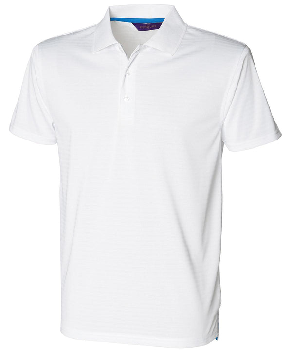 White - Cooltouch® textured stripe polo Polos Henbury Polos & Casual, Raladeal - Recently Added, Safe to wash at 60 degrees Schoolwear Centres