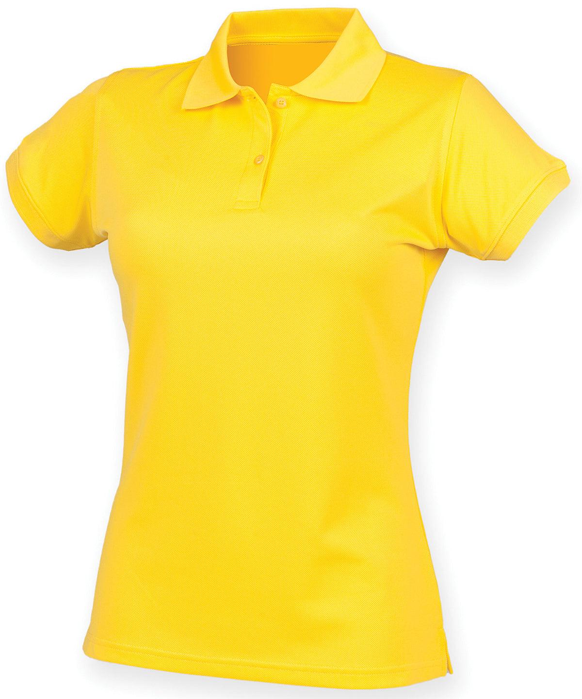 Yellow - Women's Coolplus® polo shirt Polos Henbury Must Haves, Plus Sizes, Polos & Casual, Raladeal - Recently Added, Safe to wash at 60 degrees, Women's Fashion Schoolwear Centres