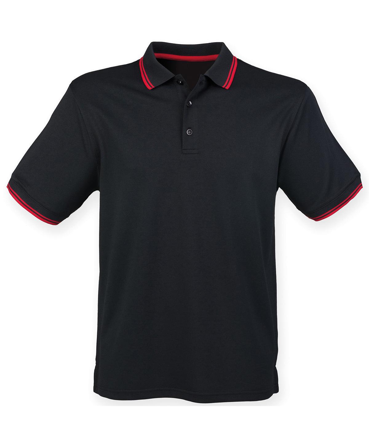 Black/Red - Double tipped Coolplus® polo shirt Polos Henbury Plus Sizes, Polos & Casual, Safe to wash at 60 degrees Schoolwear Centres