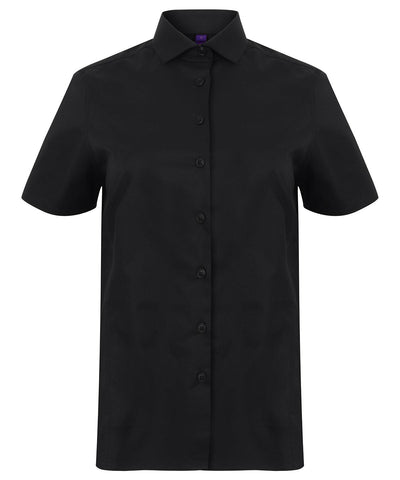 Black - Women's short sleeve stretch shirt Shirts Henbury Plus Sizes, Raladeal - Recently Added, Rebrandable, Shirts & Blouses, Women's Fashion Schoolwear Centres