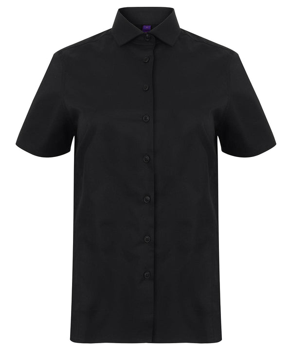 Black - Women's short sleeve stretch shirt Shirts Henbury Plus Sizes, Raladeal - Recently Added, Rebrandable, Shirts & Blouses, Women's Fashion Schoolwear Centres