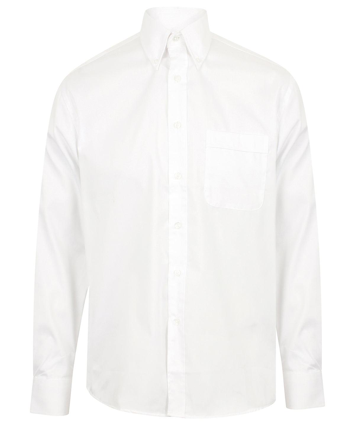 White* - Long sleeve lightweight Oxford Shirts Henbury Plus Sizes, Raladeal - Recently Added, Shirts & Blouses, Workwear Schoolwear Centres