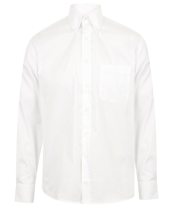 White* - Long sleeve lightweight Oxford Shirts Henbury Plus Sizes, Raladeal - Recently Added, Shirts & Blouses, Workwear Schoolwear Centres